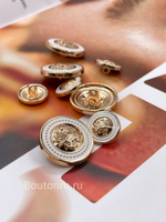 Пуговицы герб12 золотистые с белой эмалью