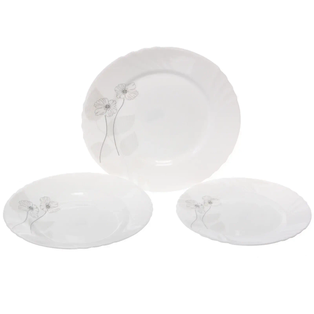 Набор столовой посуды 18 предметов «Цветы» (3вида тарелок)