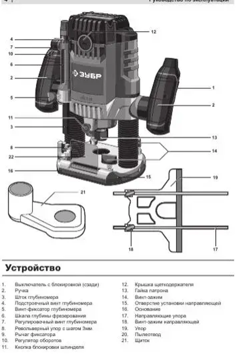 Универсальный фрезер ЗУБР, (Мощность 1900 Вт, мax число оборотов 23000 об/мин, рабочий ход 50 мм, мaх диаметр фрезы 42 мм) Инструмент по дереву