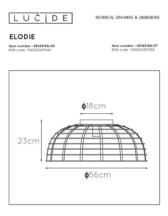 Потолочный светильник Lucide Elodie 45149/56/30