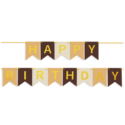 Гирлянда-Флажки "Happy Birthday", Бежевый микс, (16*12 см)*5 м