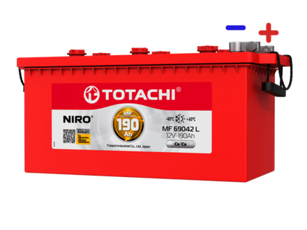 Аккумуляторная батарея АКБ TOTACHI NIRO MF 69042 L 190а/ч, поляр.прямая 4 болт. (JIS R)