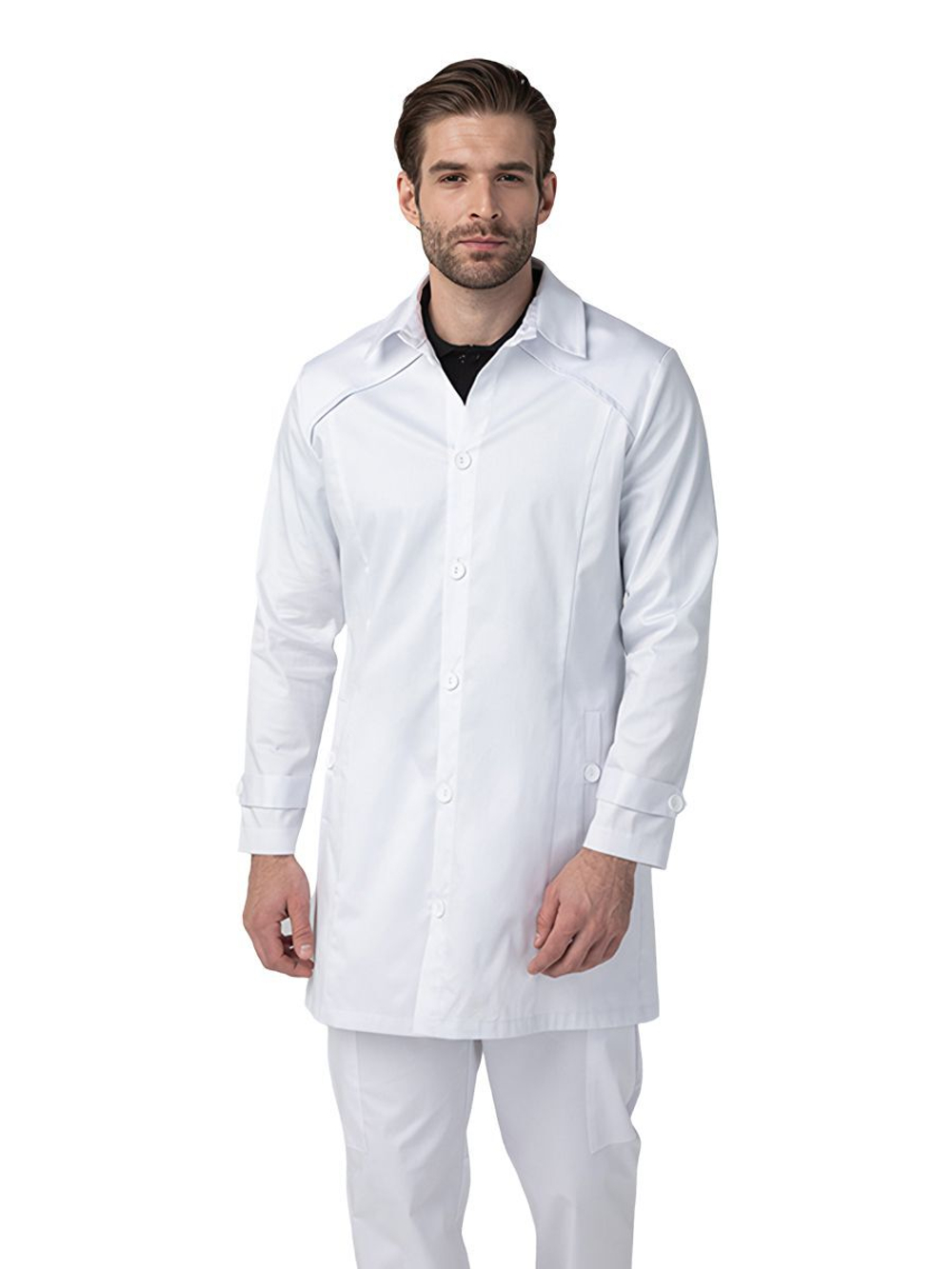 Халат медицинский мужской Dr. Nice DRN825 с воротником, белый, 48