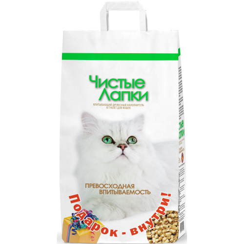 НАПОЛНИТЕЛЬ Д/КОШАЧЬЕГО ТУАЛЕТА ЧИСТЫЕ ЛАПКИ ДРЕВЕСТ 12л ПОДАРОК
