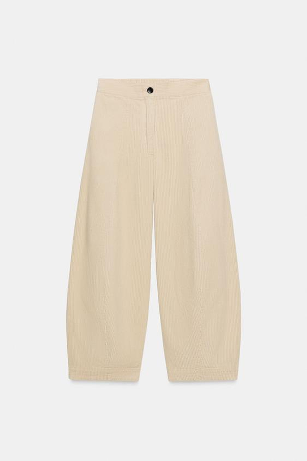 ZARA ВЕЛЬВЕТОВЫЕ БРЮКИ BARREL FIT — ZW COLLECTION, ЭКРЮ