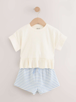 Футболка и шорты в комплекте для девочки Next E65-370, 2 шт., Молочный, Розовый, Голубой