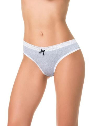 Трусики-слип с широкой кружевной резинкой (Размер: L) (Цвет: серый)