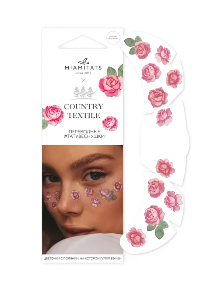 Переводные тату веснушки MIAMITATS Country Textile Розы