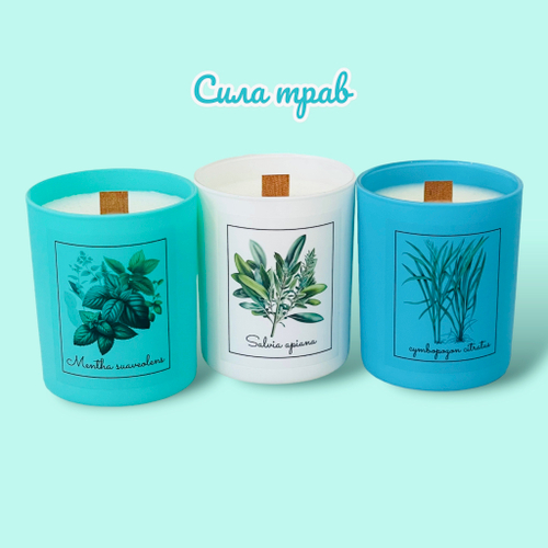 Набор свечей "Сила трав" (шалфей, мята, лемонграсс)
