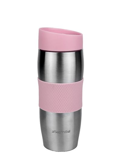 Термокружка 380 мл. из нержавеющей стали Kamille KM-2053R с TPR-вставкой