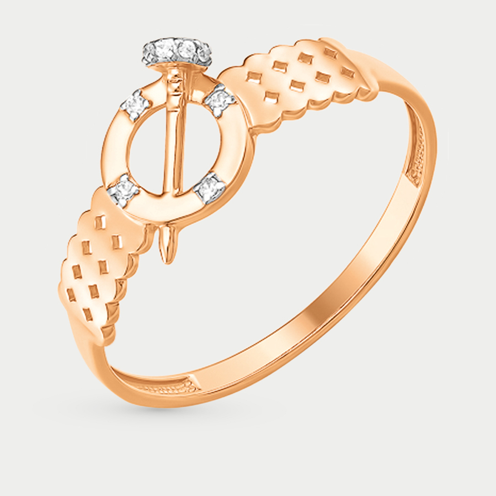 Кольцо из розового золота 585 пробы с фианитами для женщин (арт. К13215864)