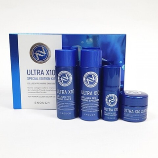 Enough Kit Premium Ultra X10 Special Edition Набор миниатюр для лица с морским коллагеном, 55 мл+55 мл+10 мл+20 мл.
