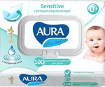 Салфетки влажные AURA Ultra comfort для детей с экс.алоэ и вит. Е,с крышкой, 100шт