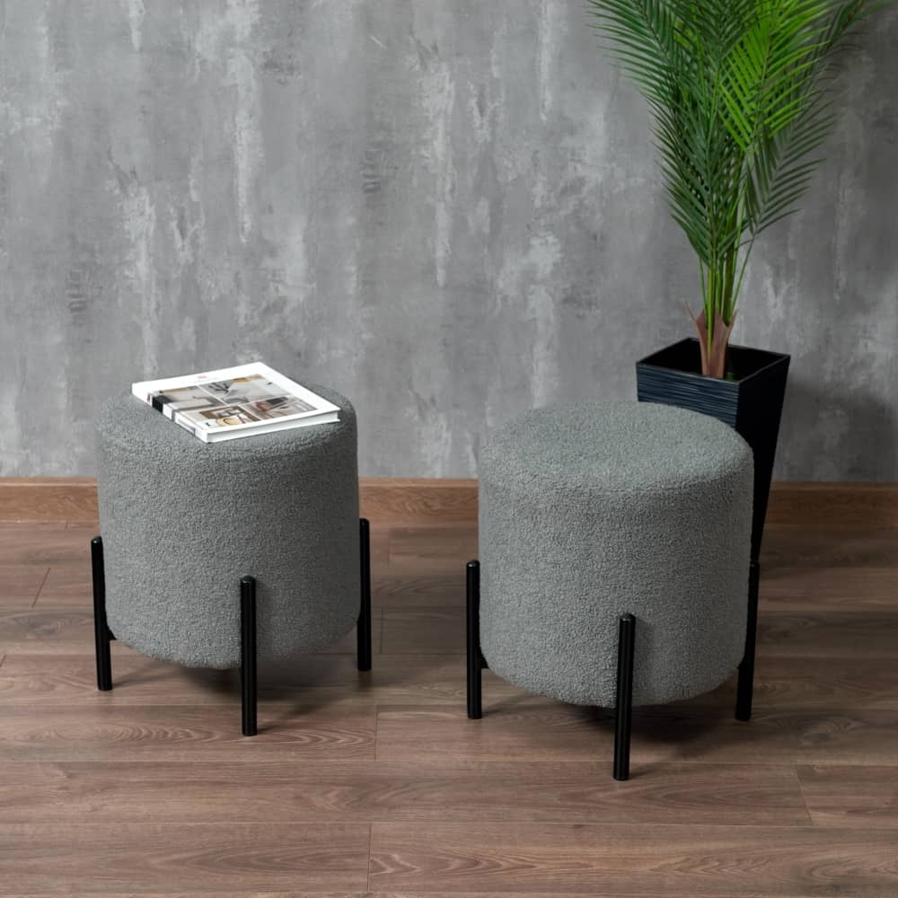 Стул-пуф Otis светло-серый, искусственный мех