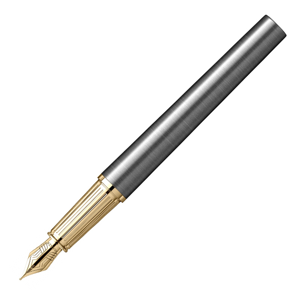 Перьевая ручка Parker Ingenuity Grey Core GT, перо: F (2 картриджа black и blue) в подарочной коробке