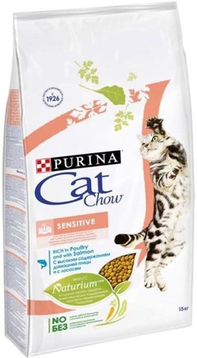 Сухой корм Cat Chow® для кошек с чувствительным пищеварением, с домашней птицей и лососем, Пакет 1,5 кг