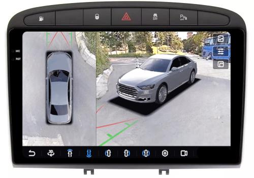 Магнитола для Peugeot 308 2007-2014, 408 2012-2022 - FarCar BX083M-360 монитор 9.5" 2K QLED на Android 13, Быстрая, CarPlay, 4G SIM-слот, 4 камеры в комплекте