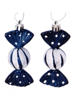 Ёлочные игрушки "Таинственное очарование" Конфетки 8 см 2шт, сапфир (Серпантин)