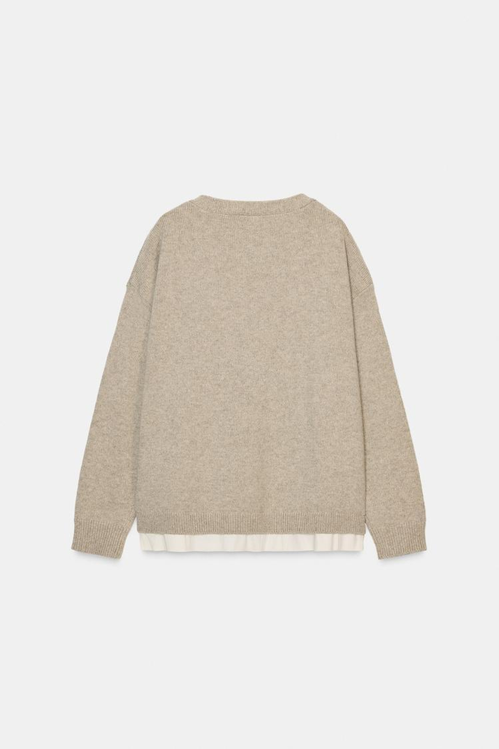 ZARA КАРДИГАН ИЗ КОМБИНИРОВАННОЙ ШЕРСТИ, ПЕСОЧНЫЙ МЕЛАНЖ