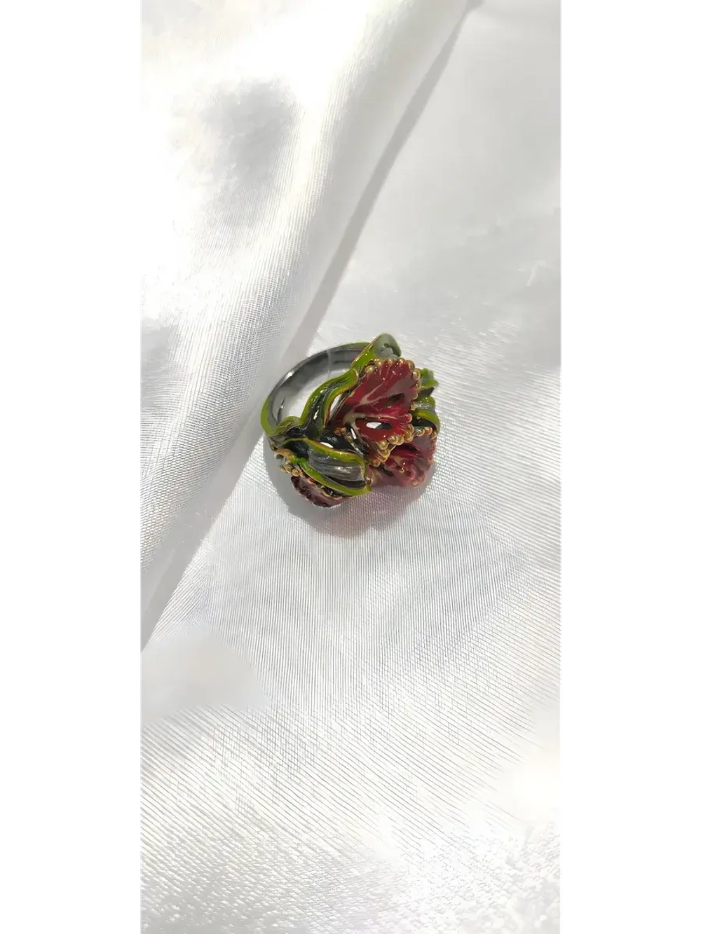 Ювелирное кольцо серебро 925 эмаль