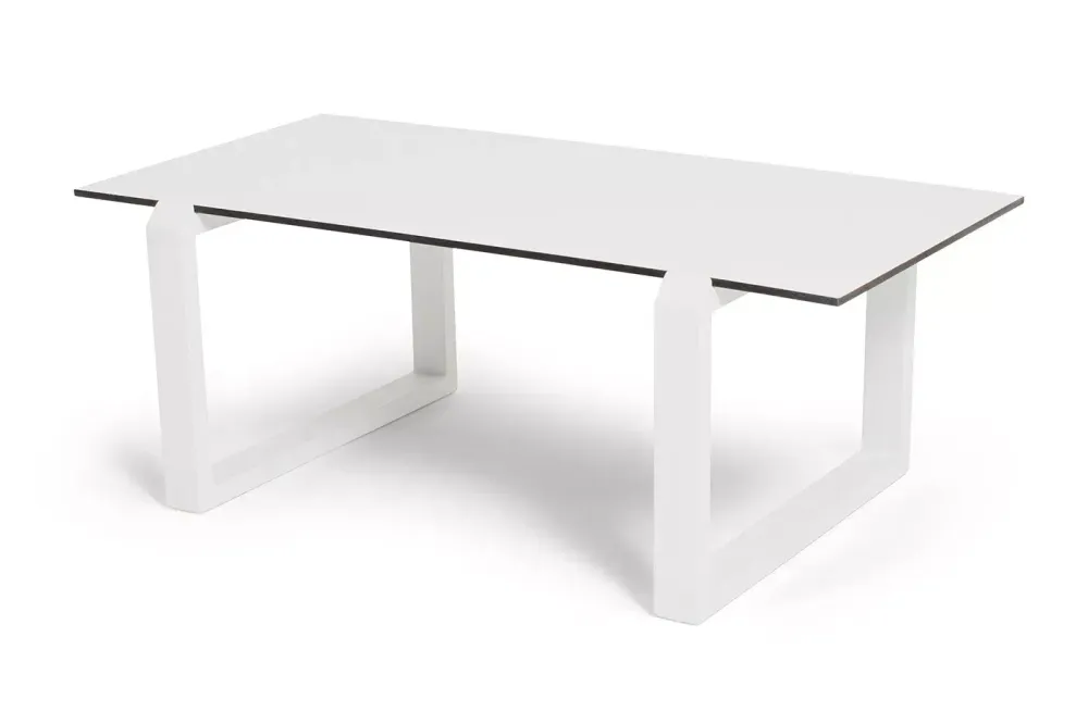 "Варадеро" журнальный стол из HPL 110х60 H43, каркас алюминий белый муар, цвет столешницы "молочный"