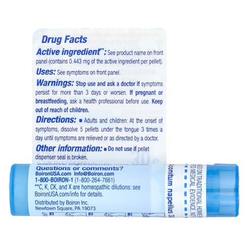 Boiron, Aconitum Napellus, 30C, для снятия лихорадки, прибл. 80 гранул