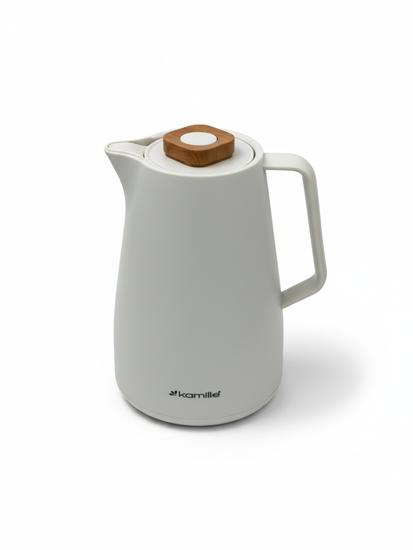 Термос-кувшин 1000 мл. со стеклянной колбой Kamille KM2010WH пластиковый корпус