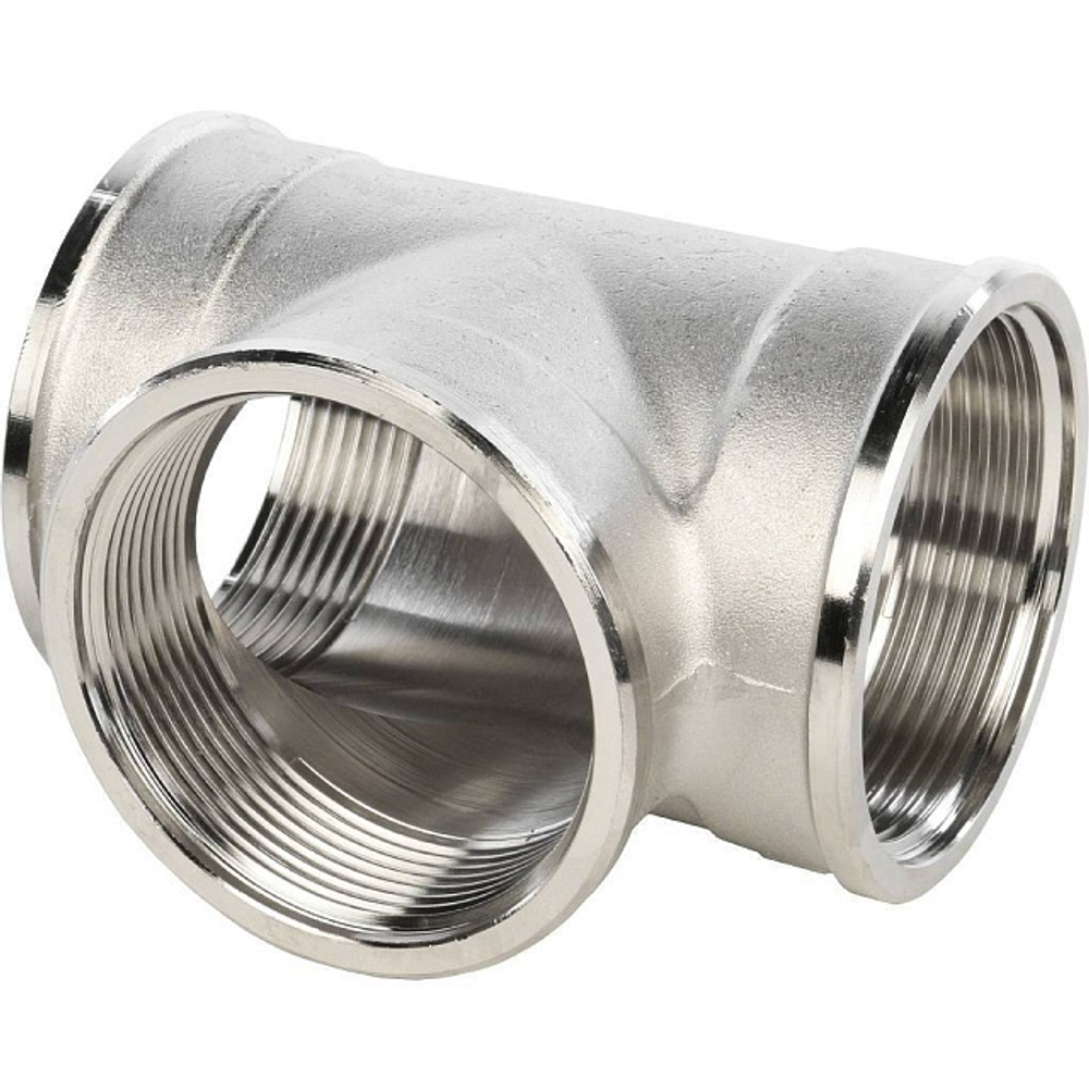 Тройник с внутренней резьбой STOUT SFT 0020 - 2" (для стальных труб, латунь никелированная)