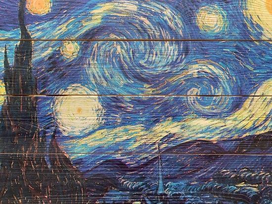 Оригинальная картина на досках Звездная Ночь Ван Гог