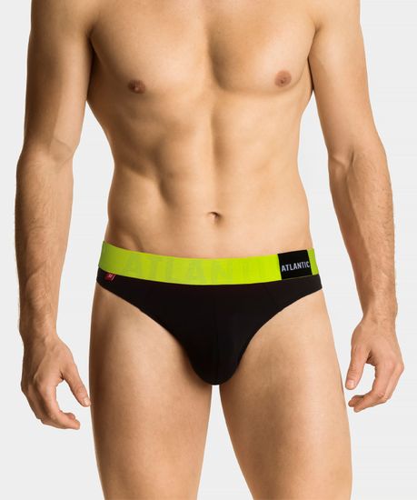 Мужские трусы слипы спорт Atlantic MP-1566, черно-зеленые