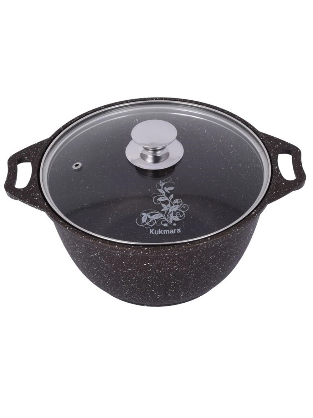 Кастрюля 3л «Мраморная»(кофейный мрамор) со стеклянной крышкой кмк32а