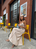 Платье изо льна в длине миди с окантовкой