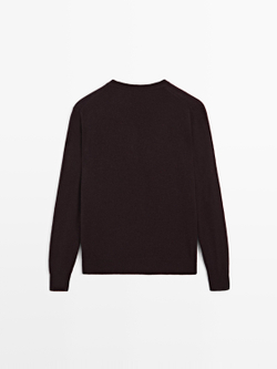 Massimo Dutti Кашемировый свитер с круглым вырезом, гранатовый