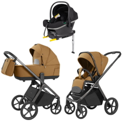 Коляска Carrello Vector 2025 CRL-6551 Nova DK791 Grey Line с базой Isofix 3 в 1 Golden Beige