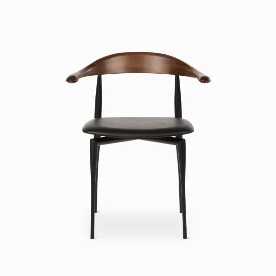 Обеденный стул Olten стальной каркас, сиденье черная экокожа, деревянная спинка