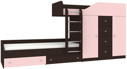 Двухъярусная кровать КарИВи Астра 6 Венге Розовый