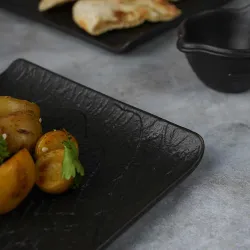 Блюдо прямоугольное 29,5*14,8 см h2 см с бортами Side Up2 Black Raw Wood P.L. Proff Cuisine [4]