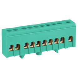 Шина ЭРА NO-224-103 PE земля в изолированном корпусе на DIN-рейку ШНИ-6х9-10-Д зеленый | Шины N, PE, PEN