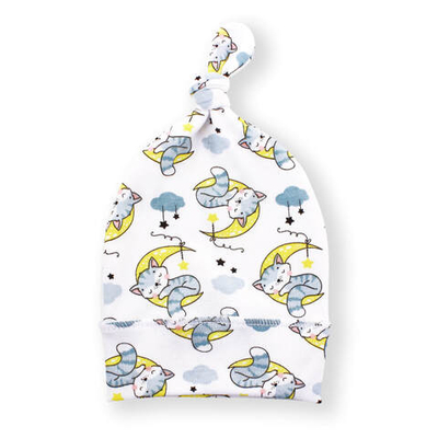 Шапочка с узелком (котята на луне)