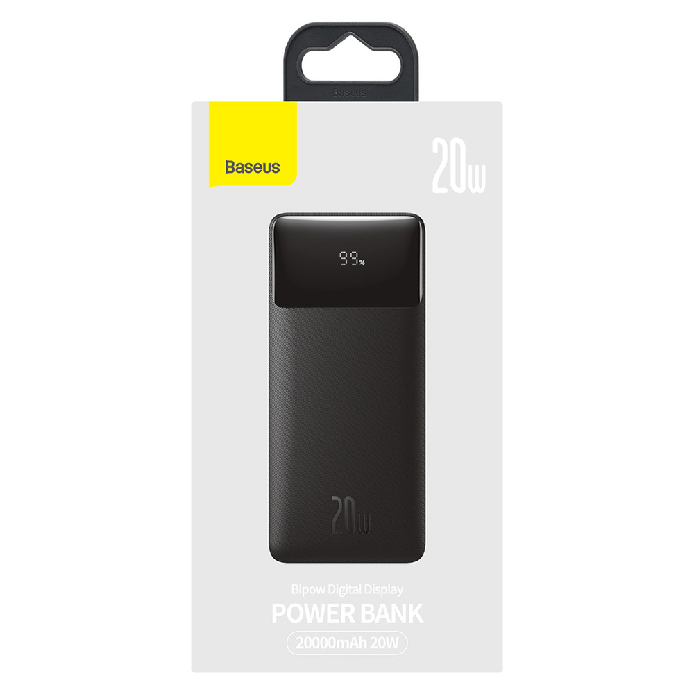 Внешний аккумулятор Baseus Bipow Digital Display Power Bank C+2U 20000mAh 20W - Black