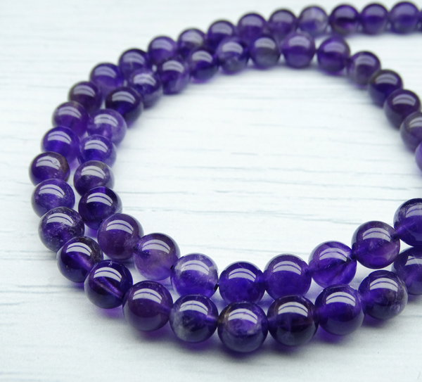 ПК096НН6 Бусины из природного камня Аметист, размер: 6 мм, 10 шт.