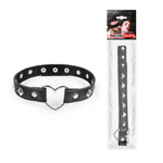 Черный ошейник с серебристыми ромбиками и сердечком (Цвет: черный с серебристым)