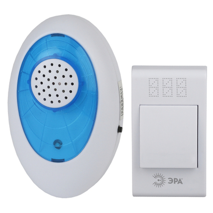 Звонок дверной ЭРА A01 беспроводной аналоговый белый с синим 32 мелодии в пакете