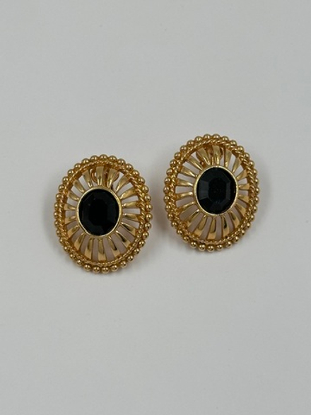 Клипсы с чёрными кристаллами Swarovski