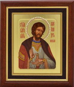 Икона святого Александра Невского, писанная в монастыре.