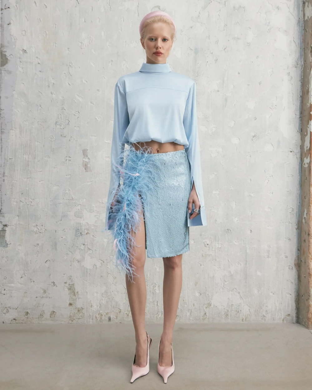 Атласная рубашка Trick Blue