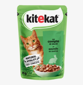 Влажный корм Kitekat полнорационный для взрослых кошек, кролик в соусе, 85 г