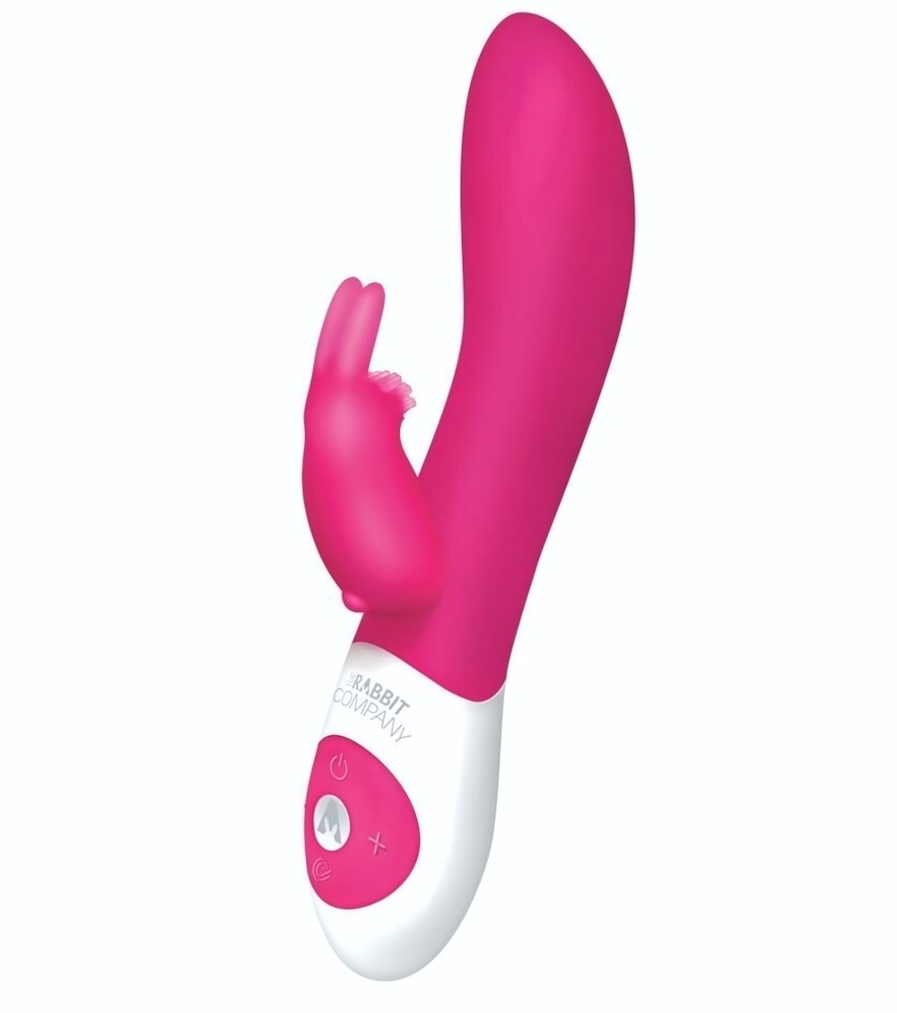 Ярко-розовый вибромассажёр The Come Hither Rabbit с клиторальным отростком - 22 см. (Цвет: ярко-розовый)