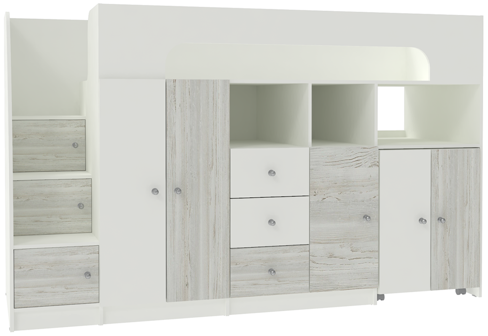 Кровать-чердак КарИВи Астра 11 Белый  Винтерберг