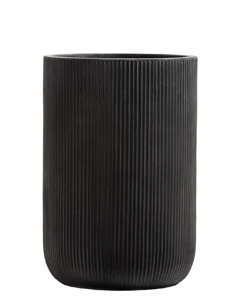 Кашпо TREEZ ERGO - Jet - Высокий цилиндр - Антрацит в-47, д-30 см